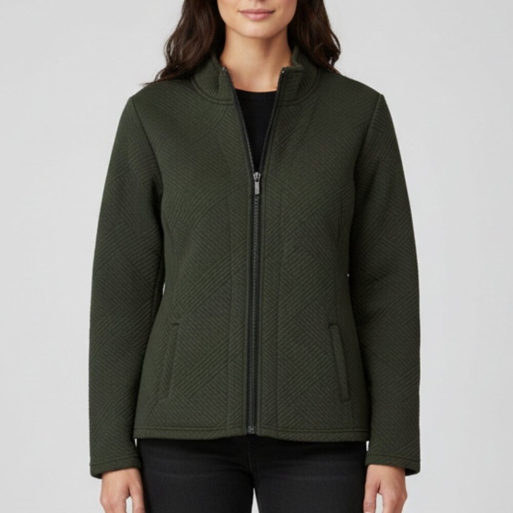 Onque Casuals Olive Green Quilted Zip Up Jacket